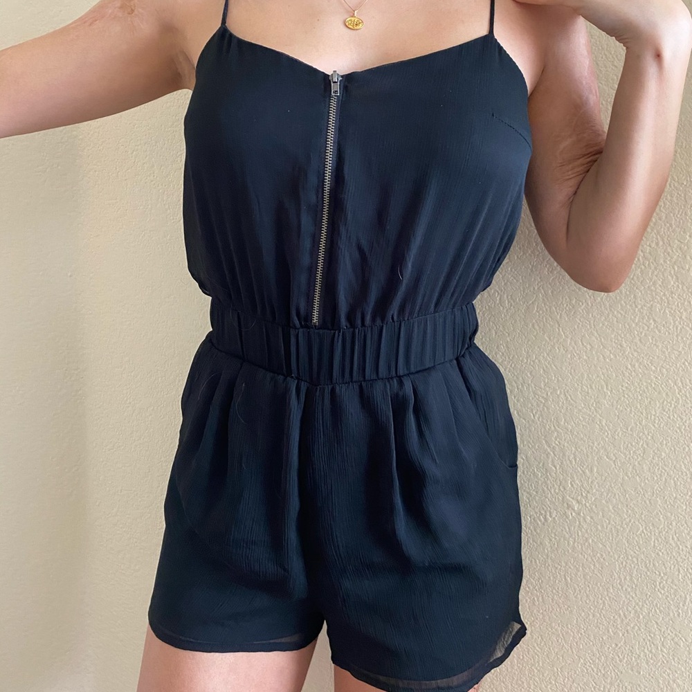 BLACK ZIP UP ROMPER